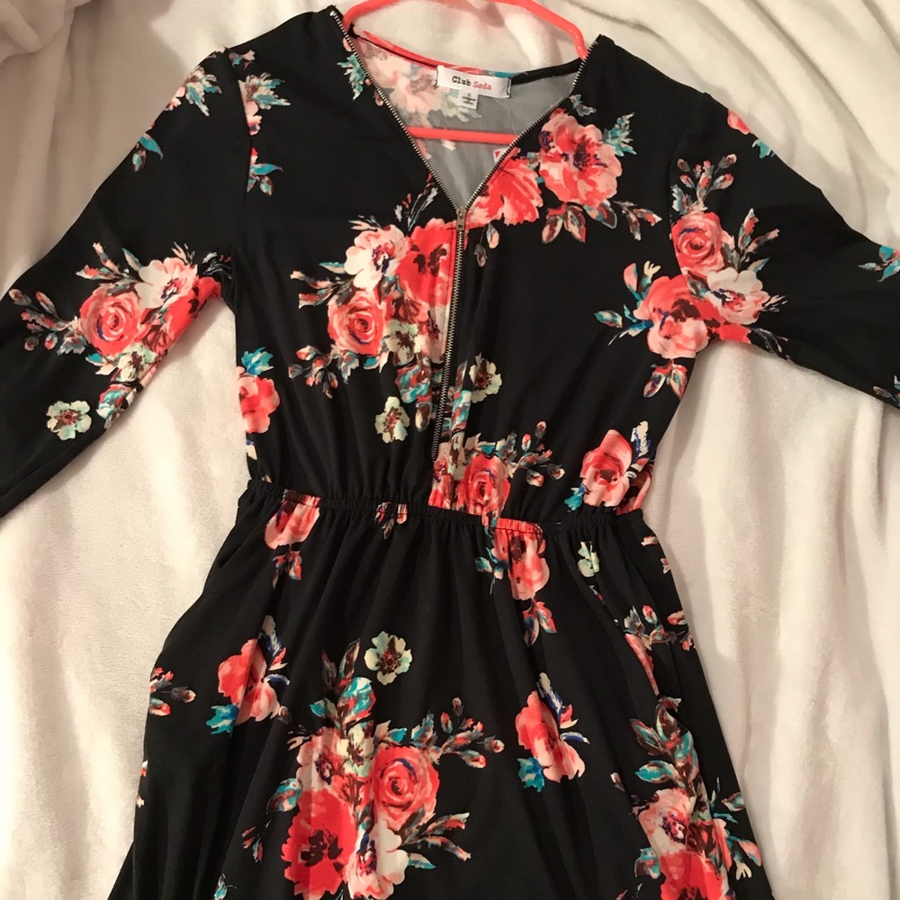 Floral long sleeve dress WITH POCKETS